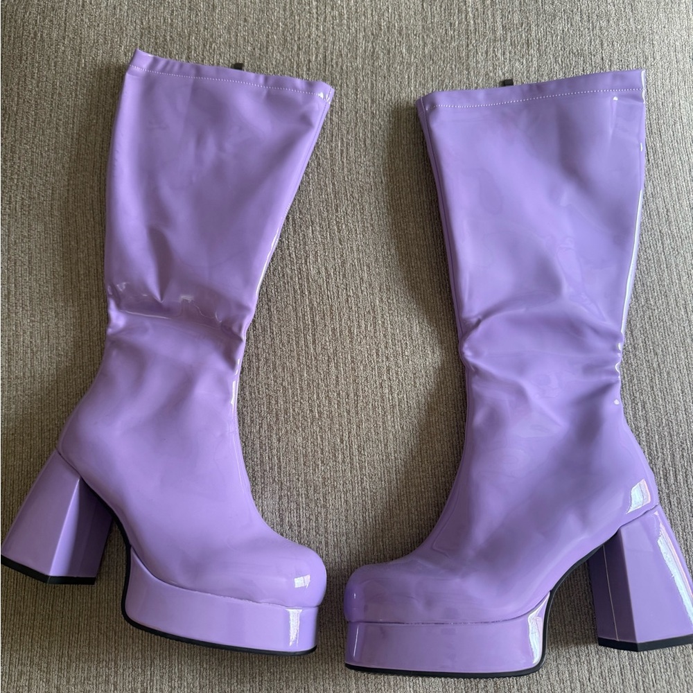 Purple Platform Knee-High Boots